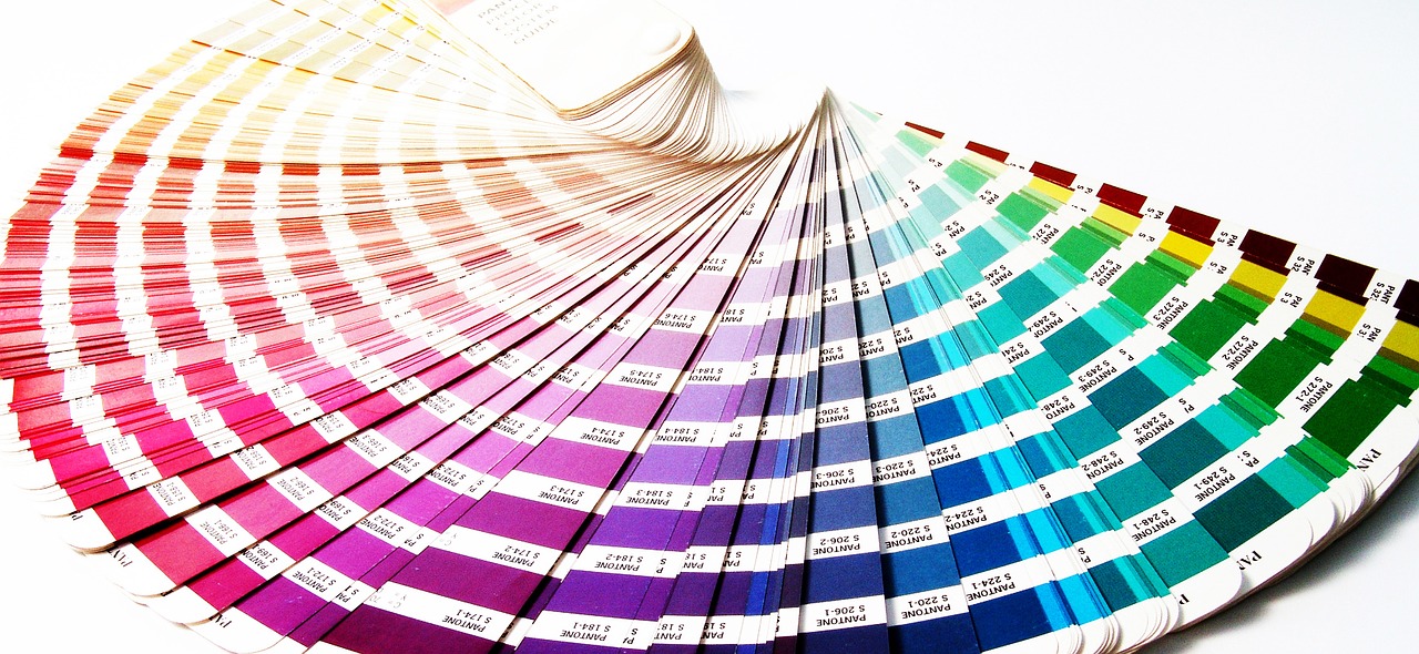 color cards folded in the form of a drapery