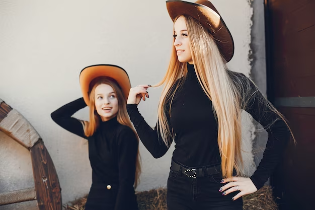 Two girls in cowboy hats