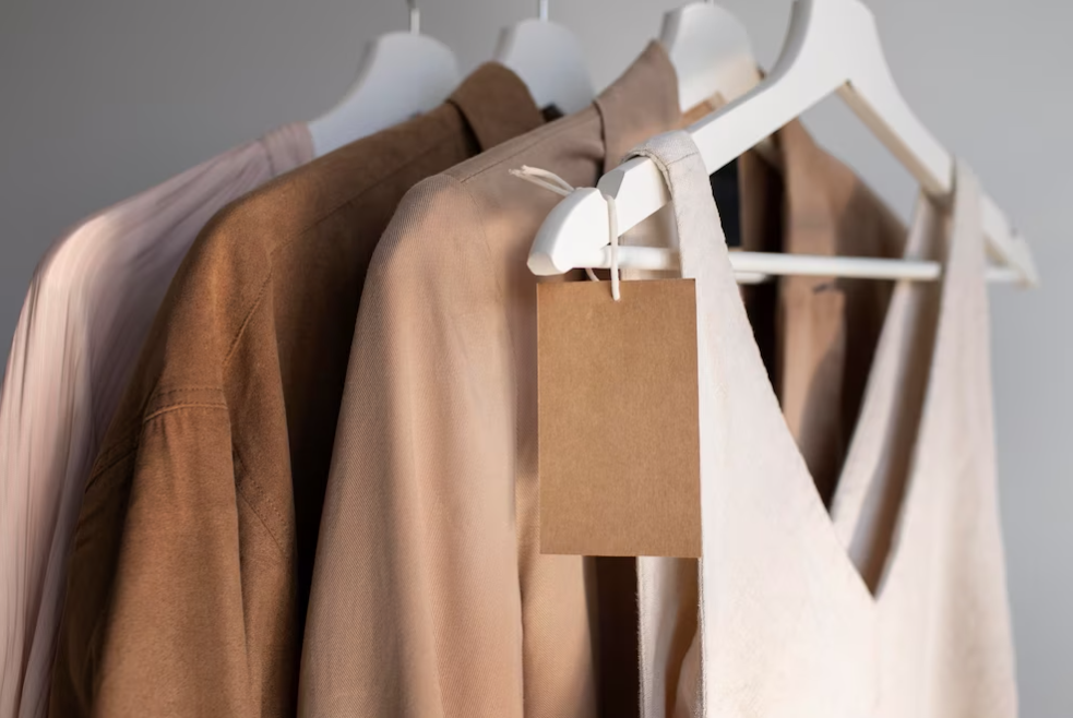 brown and beige clothes on hangers