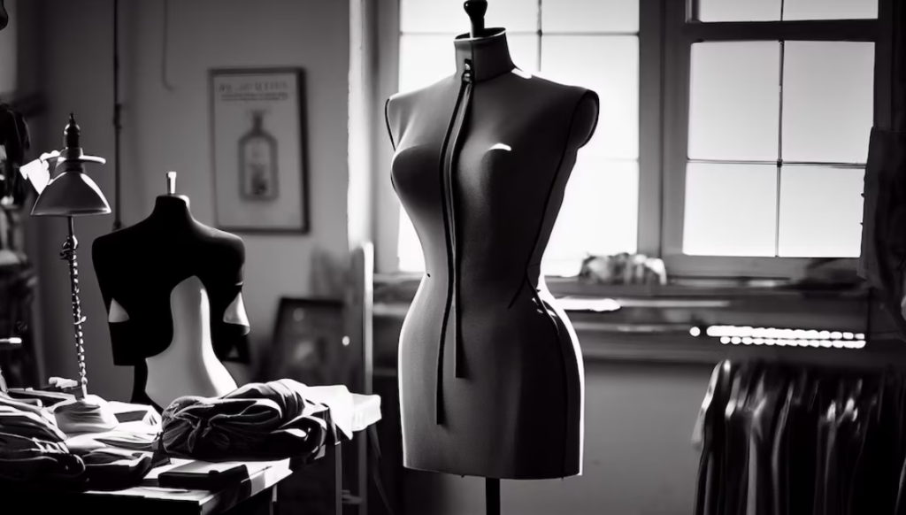 creating dress in studio
